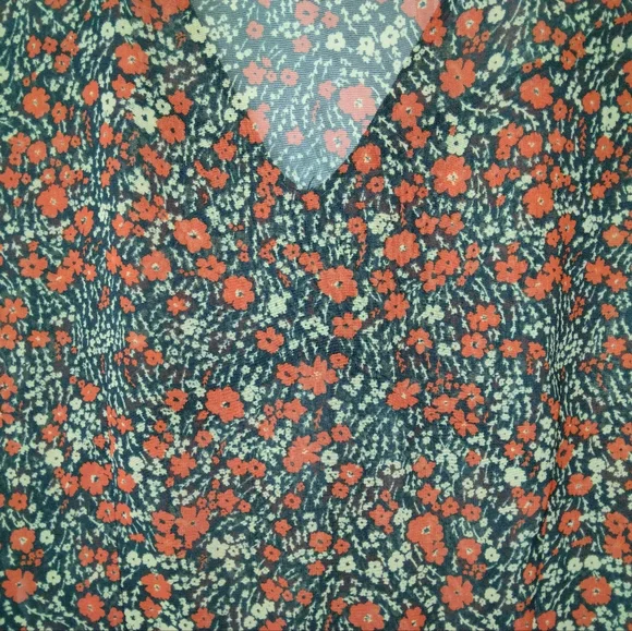 Zara Floral Sheer Longsleeve Top Size M - Picture 6 of 10